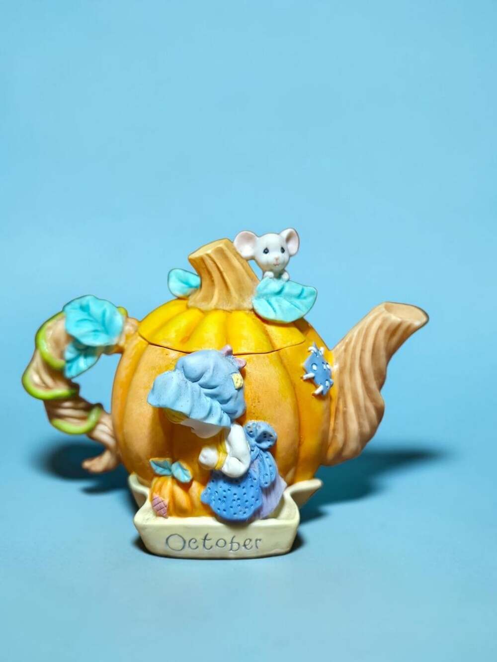 Precious Moments Vintage 1999 Mini Teapot Monthly October Enesco Avon Exclusive